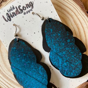 Recycled Bike Tube Feather Beaded Earrings!