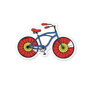 Colorado Flag C Bike Sticker, CO Love Road or Mountain Biker Vinyl, Decor for Biking, Laptop, Water Bottle, Souvenir Travel Gift, Fun Decal