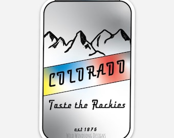 Colorado Craft Beer Taste the Rockies Vinyl Sticker | Co Souvenir Decal Coors Style Mountain Beer Can | Gift for Him or Her