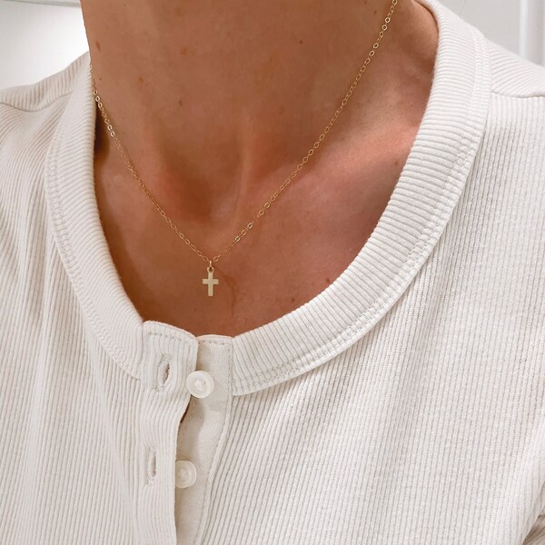 Dainty Cross Necklace| Gold Cross Necklace| Tiny Cross Necklace