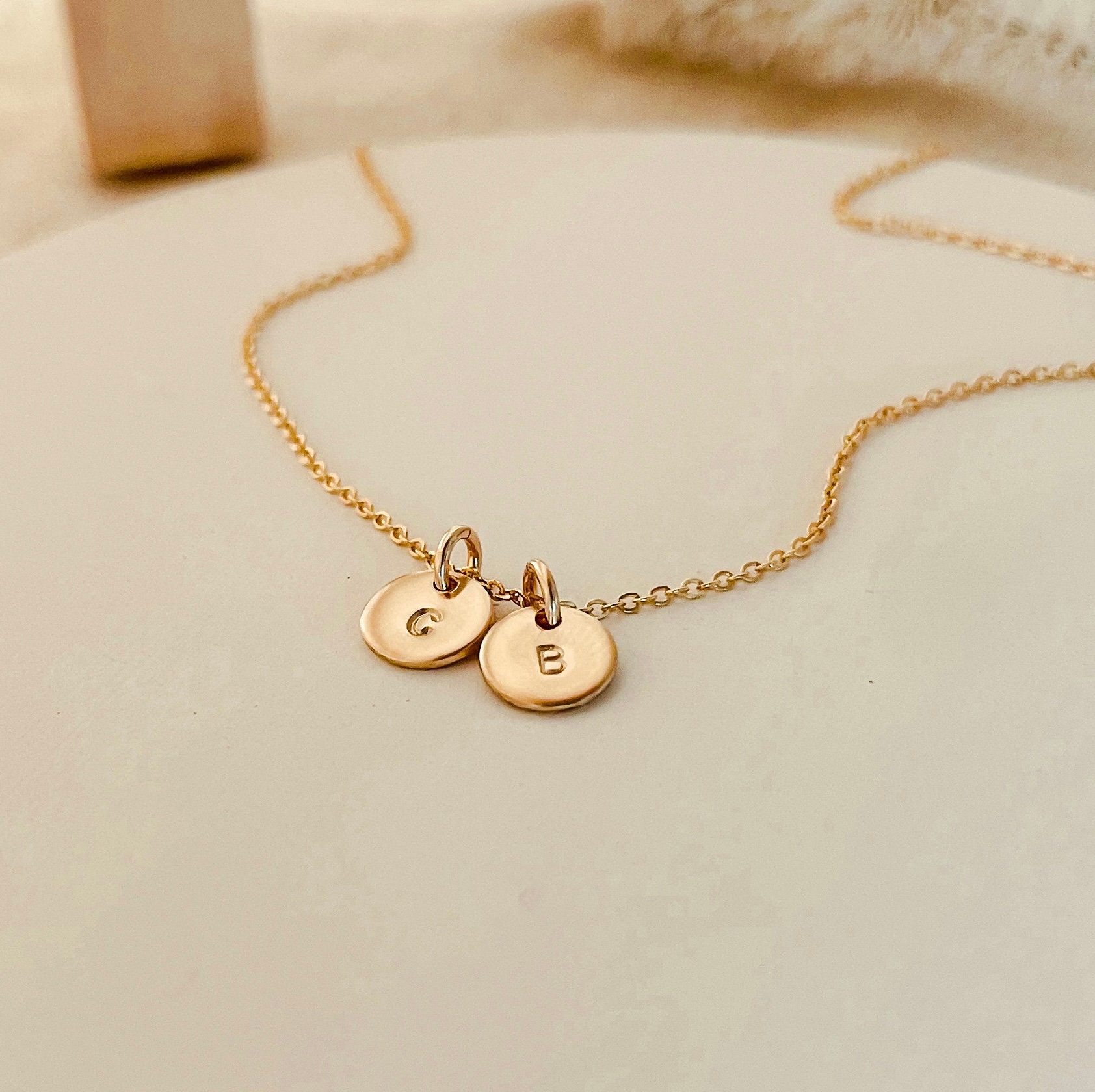 Mini Charm Necklace Gold Filled Necklace Initial Necklace Etsy UK