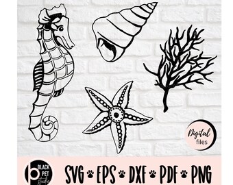 Sealife Svg Bundle - Sea Horse Svg - Coral Svg - Seashell Svg - Starfish Svg - Sea clipart - Sealife Svg - Beach home decor Svg - Summer Svg