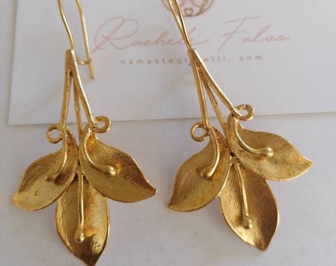 Etruscan Inspired 24k Gold Plated Bronze Earrings: Matte Finish, Ancient Elegance