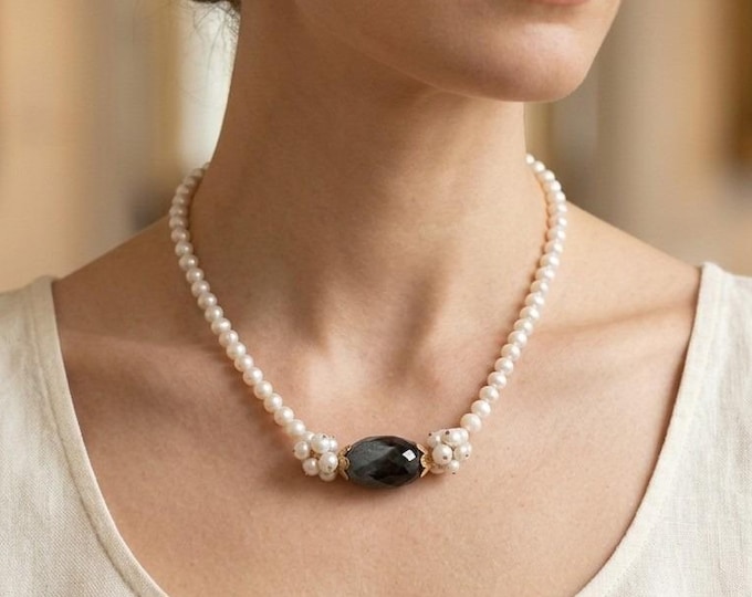 Collana Perle Naturali Onice Viola Blu Nero Oro, Girocollo Elegante Serata Rachele Falvo Gioielli d'Arte Fatti a Mano