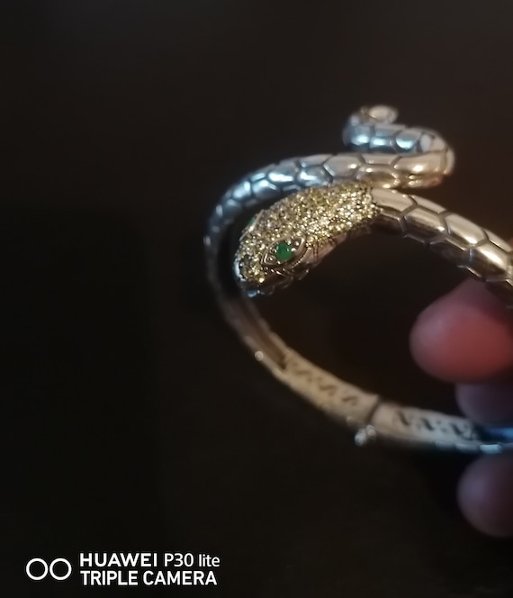 Elegant adjustable silver snake bracelet