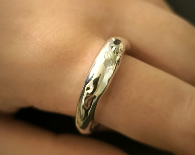 Raw silver ring on resin - jewelry for her