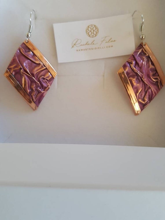 Copper earrings and goldsmith's enamel