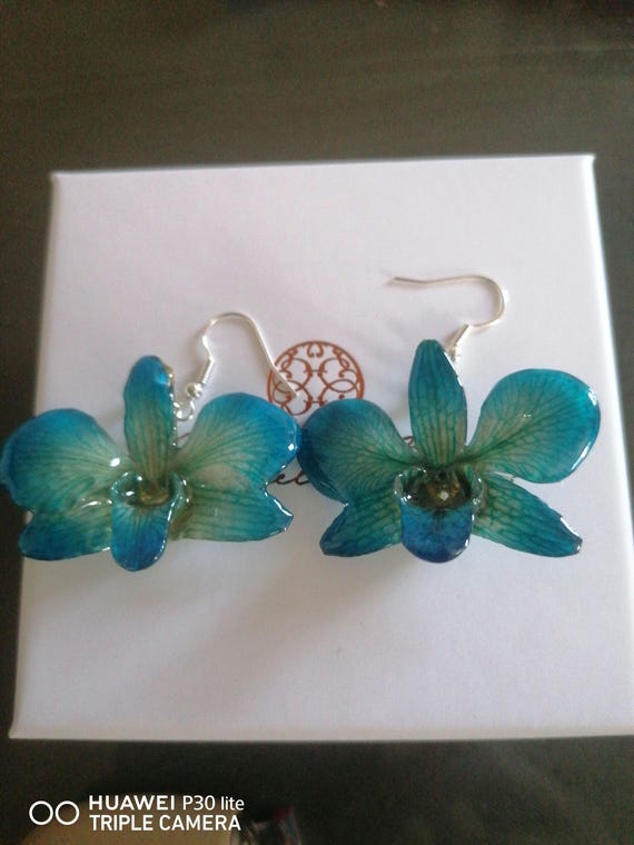 Blue orchid earrings