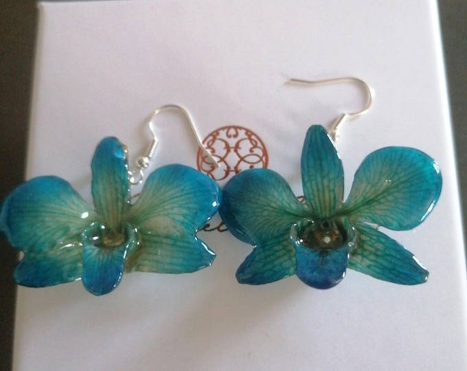 Blue orchid earrings
