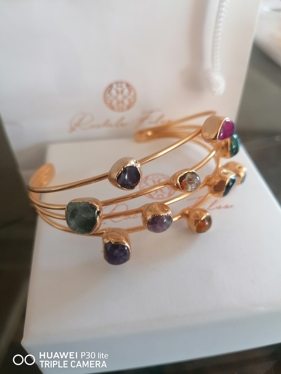 Multi-stone bracelet Natural agate mix color adjustable as desired