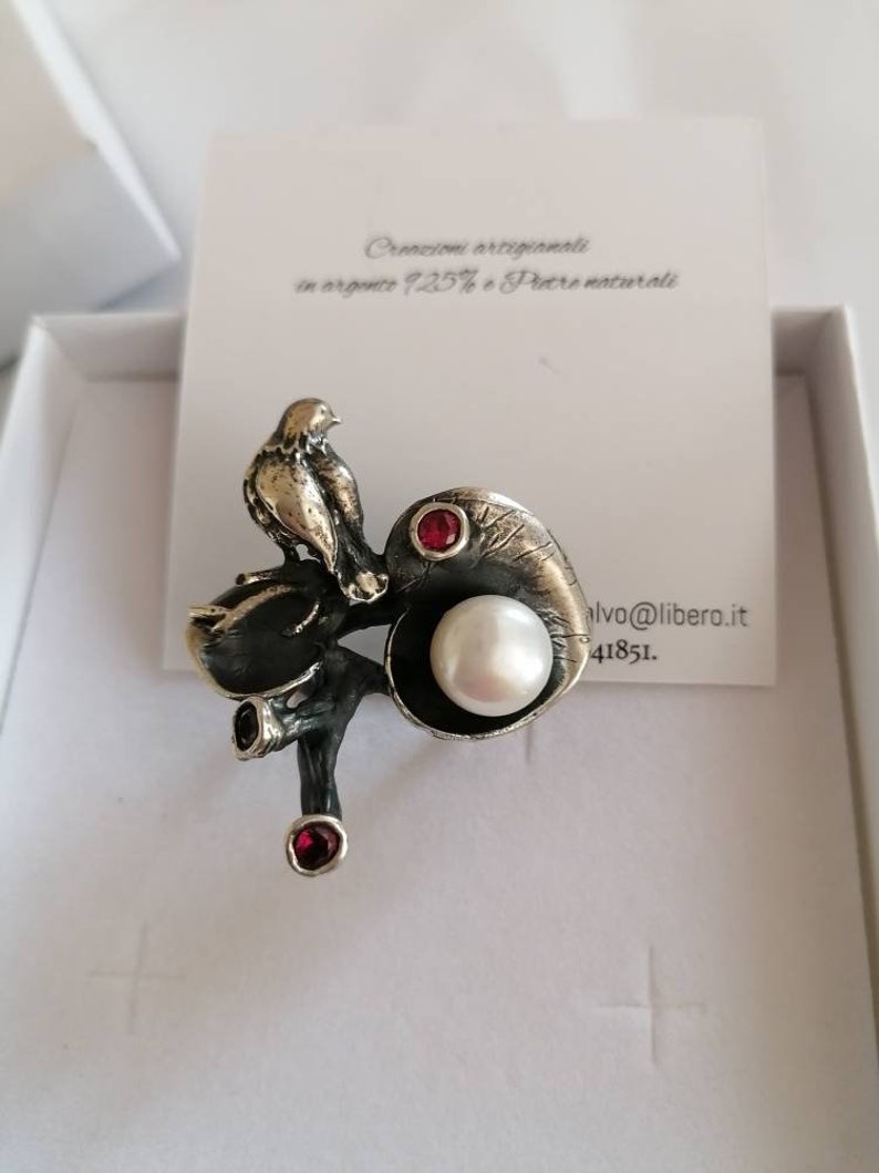 Silver ring with natural stones