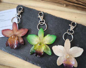 Red Pierced Orchid Keychain Grunge, Hawaii Tropical