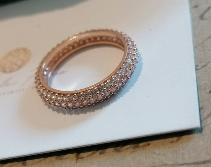 925% silver and galvanized rose gold studded with natural white mini topazes