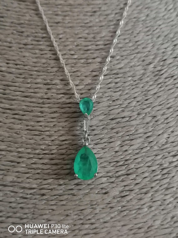 Silver and emerald pendant