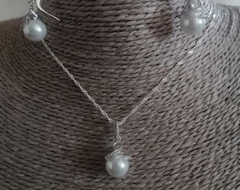 Conjunto plata y perlas naturales