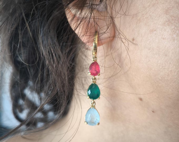 Silver and natural stone earrings