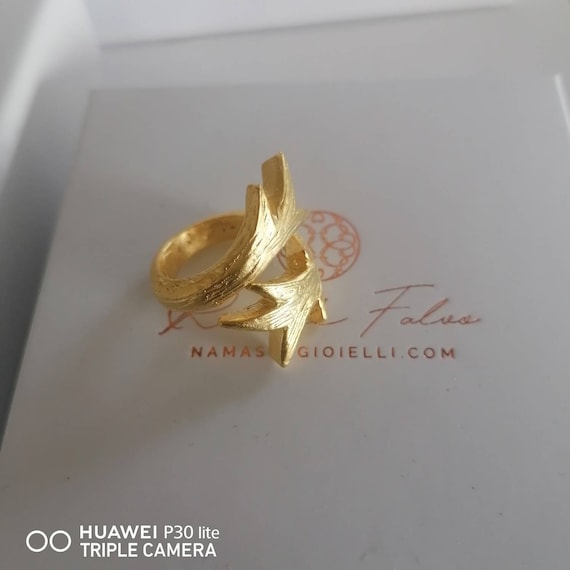 Adjustable gold on bronze braided ring