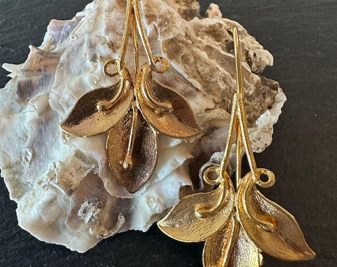 Etruscan-inspired 24k gold-plated bronze earrings: matte finish, antique elegance