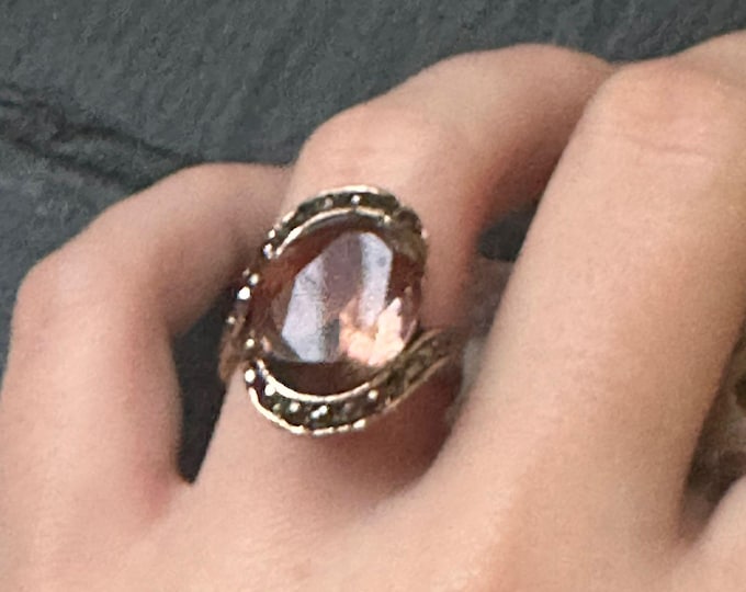 Bronze and rose gold rings with natural stones - elegant ring - gift for her