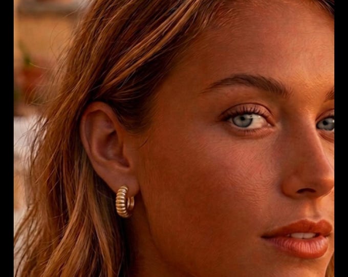 small hoop earrings in gold on bronze, gold-plated silver hooks.