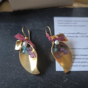 Orecchini Fiore Pendenti Con Perle - Placcati Oro 14K Cristalli Donne