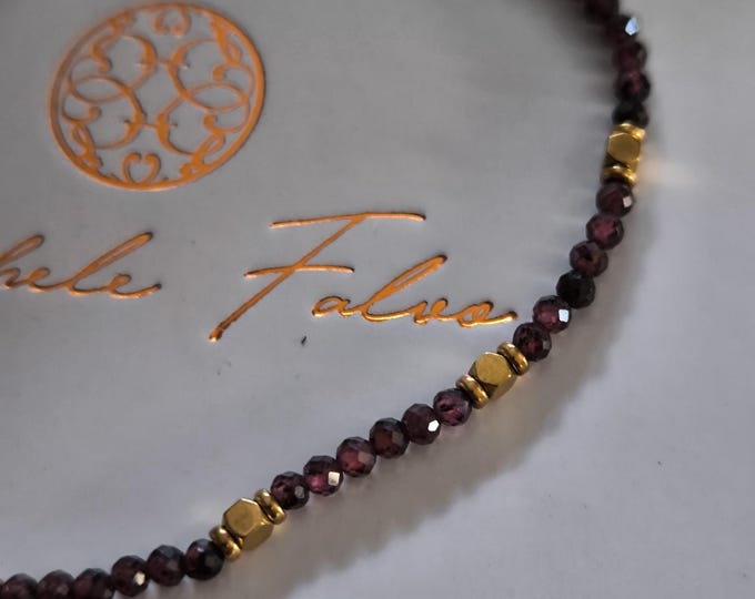 unisex bracelet in gold-plated steel and natural red pomegranates