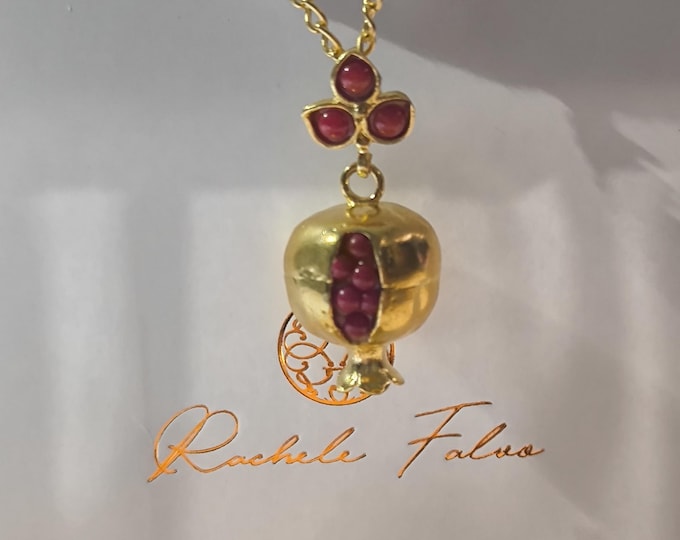 Elegant gold-plated bronze pendant with natural red coral - Etruscan-inspired jewelry