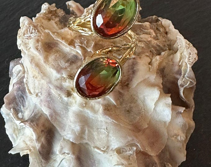 Adjustable gold ring in galvanic and natural ametrine