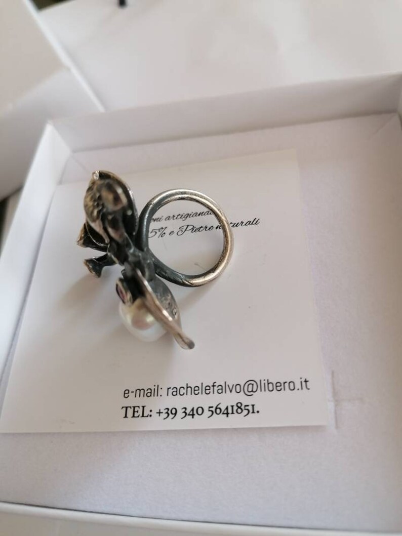 Silver ring with natural stones