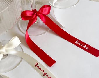 Personalised Ribbon Place Setting | 60cm | Place Card | Name Ribbon | Ribbon Tag | Wedding Ribbon | Ribbon Drink Tag | Custom Ribbon Name