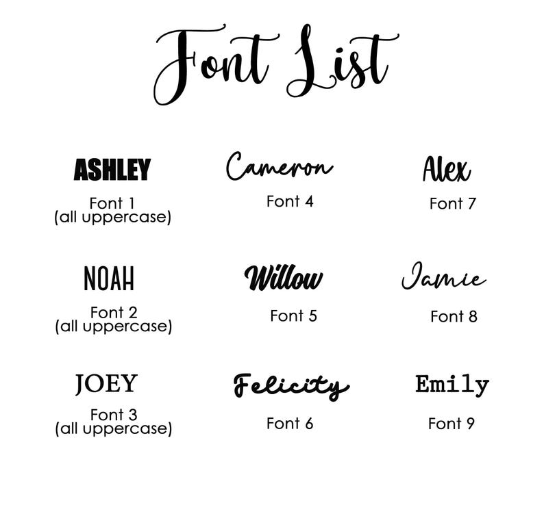Pu&ograve; includere: Su sfondo bianco, &egrave; presentata una "Font List" in elegante scrittura. Sotto, sono mostrati vari stili di carattere con nomi come "Ashley", "Cameron" e "Alex". Ogni carattere &egrave; etichettato con un numero e una descrizione dello stile.
