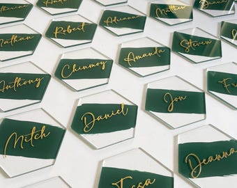 Personalised Place Cards | Hexagon Acrylic Name Place Cards | Wedding Place Cards | Guest Place Cards | Party Favour | Wedding Favour