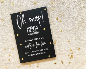 DIY Wedding Sign | Oh Snap Hashtag Decal | Photobooth Decal   **Decal/Label ONLY**