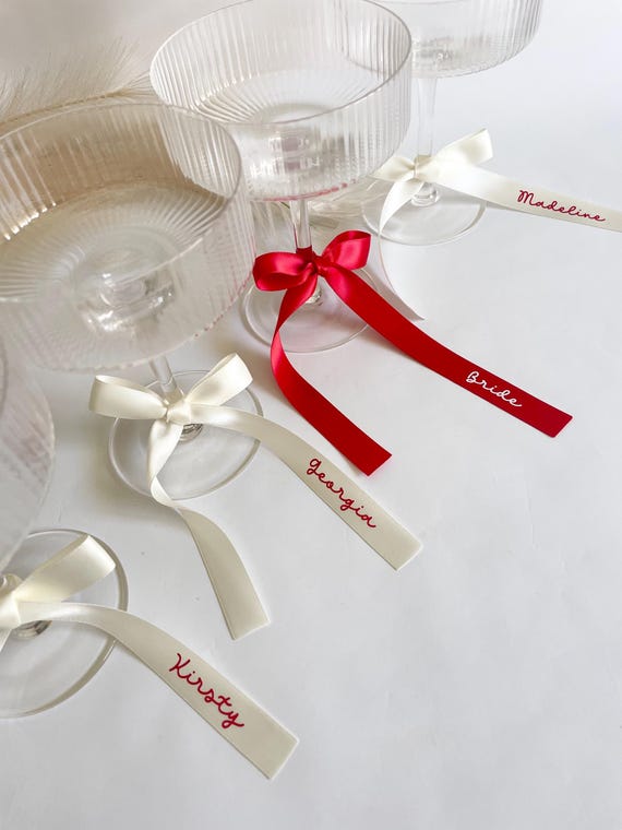 Personalised Ribbon Place Setting | 60cm | Place Card | Name Ribbon | Ribbon Tag | Wedding Ribbon | Ribbon Drink Tag | Custom Ribbon Name