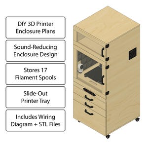 3D Printer Enclosure Plans | DIY Cabinet with Filament Storage | Digital Download