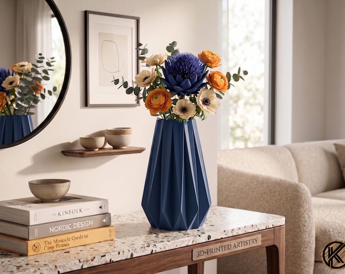 Modern 3D Printed Vase, Matte PLA, Dry Faux Flowers, Home Decor, Multiple Colors Sizes