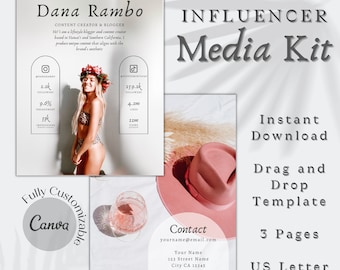 Influencer Media Kit for Instagram & TikTok | Customizable Canva Template | Apply for Collaborations with Brands | Content Creator Brand Kit