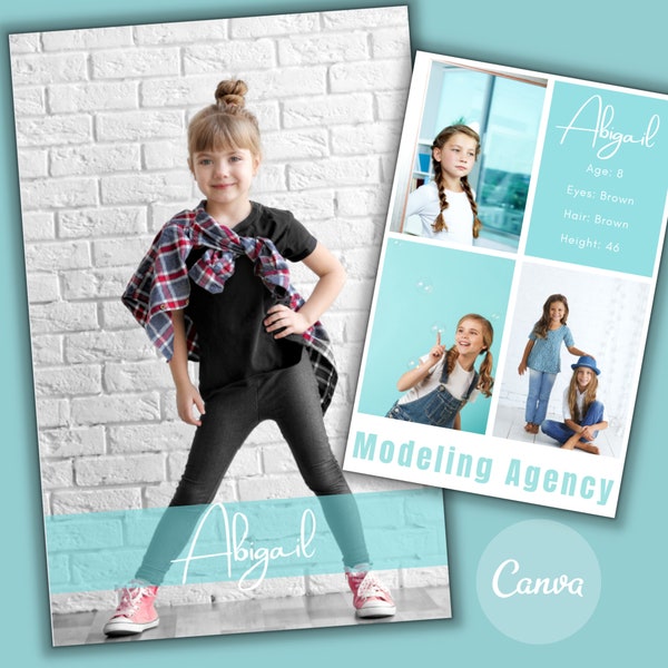 Kids Comp Card | Children's Modeling Canva Template | Child Actor | Model Portfolio | Talent Composite Card | Drag and Drop Instant Download