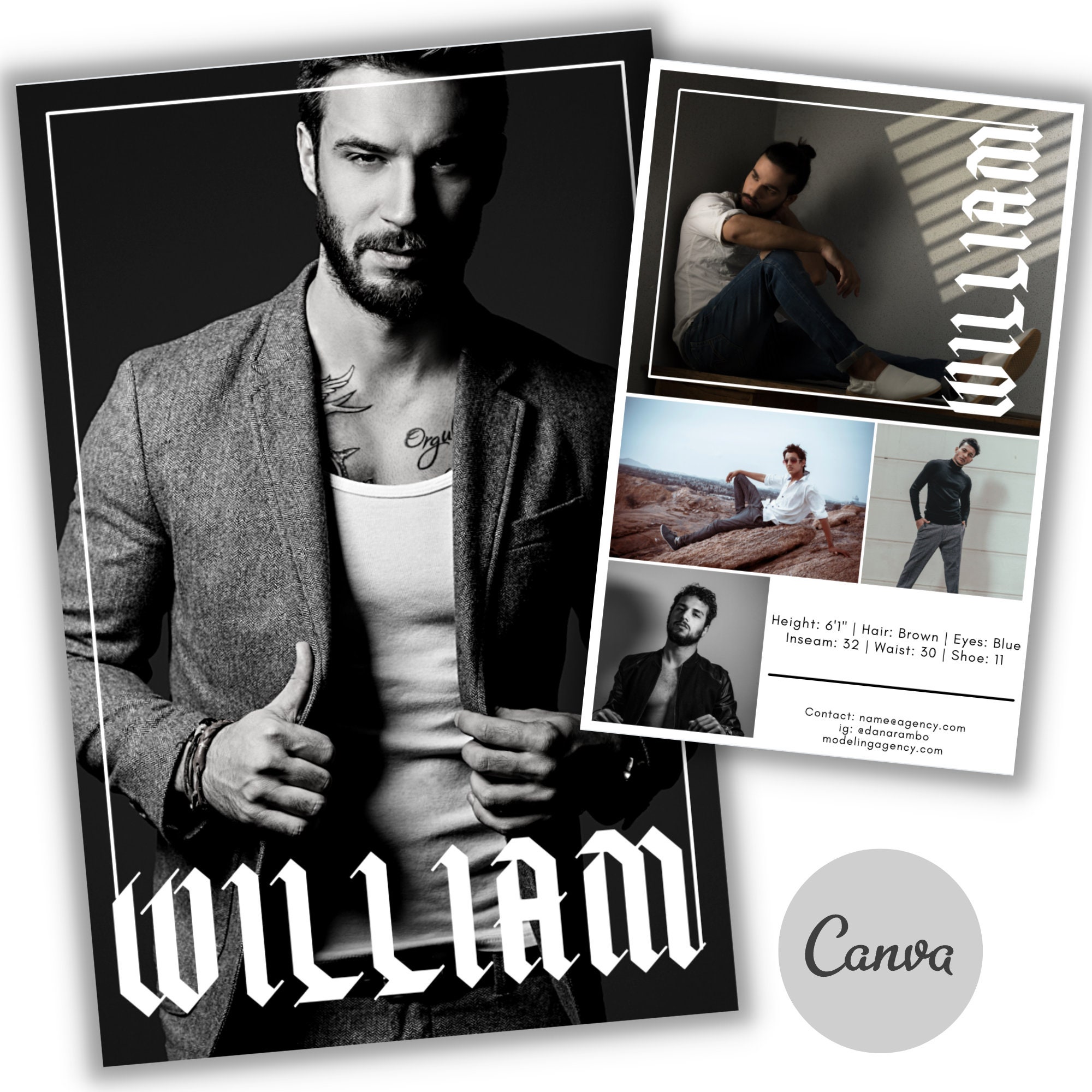 Male Model Comp Card Template