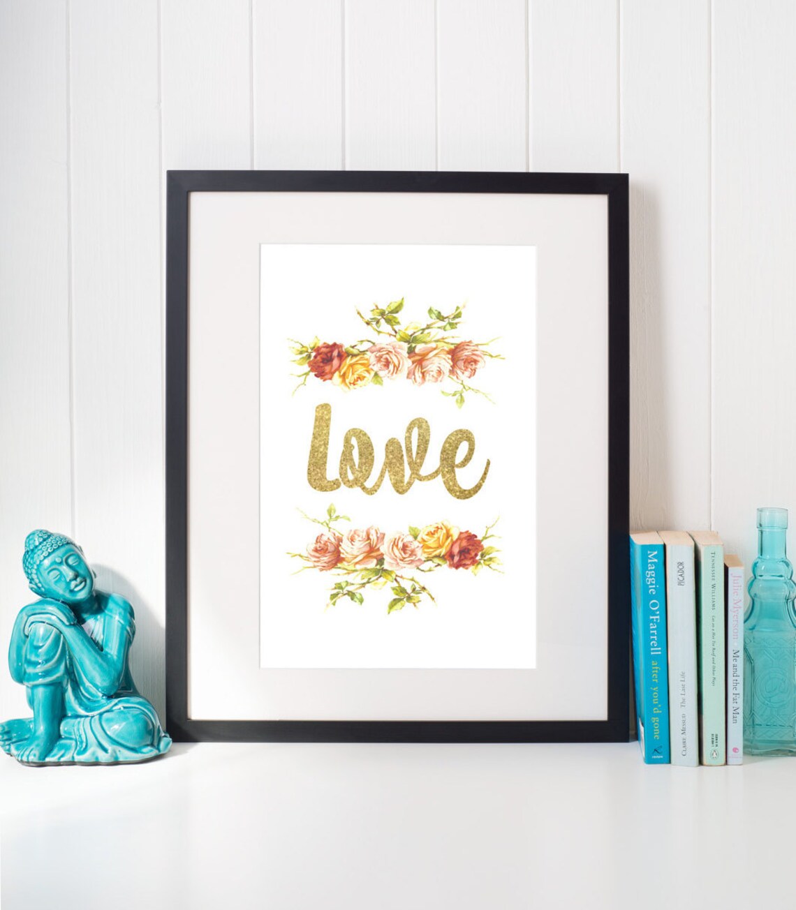 Love Floral Wall Art Romantic Wall Art Love Rose Wall Art Etsy