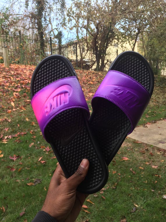 purple nike slides