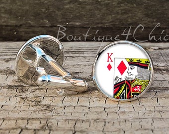 King of Diamonds cuff links, playing cards cuff links, cufflinks