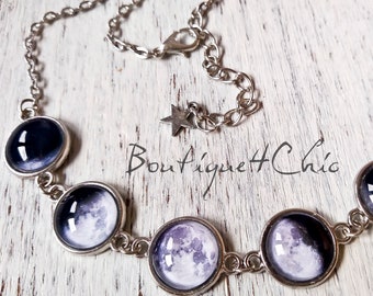 Halskette mit Mondphasen, Planeten, Sonnensystem, Ich liebe dich bis zum Mond, Geschenkidee, Geschenk für sie, beste Freundin