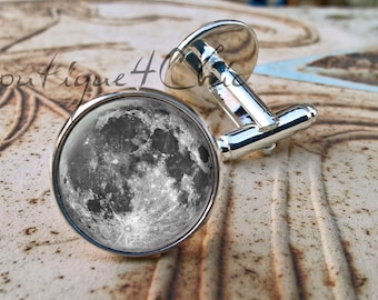 Full moon cufflinks, cufflinks, moon cuff links, solar system, moon