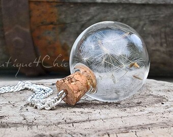 Dandelion, necklace, Real dandelion necklace, wish necklace, terrarium, keepsake