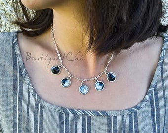 Moon phases necklace, planets, solar system