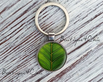Feuille verte, porte-clés Green Leaf, cadeau, porte-clés feuille, fans de la nature, cadeau d’amis