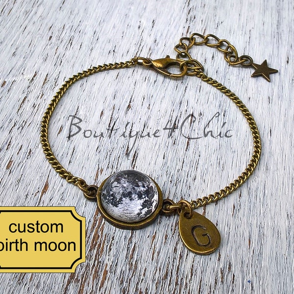 Moon bracelet, Custom moon phases, bracelet, Birth moon bracelet, Stainless steel, Birth moonMoon phase, Solar system, Birthday gift