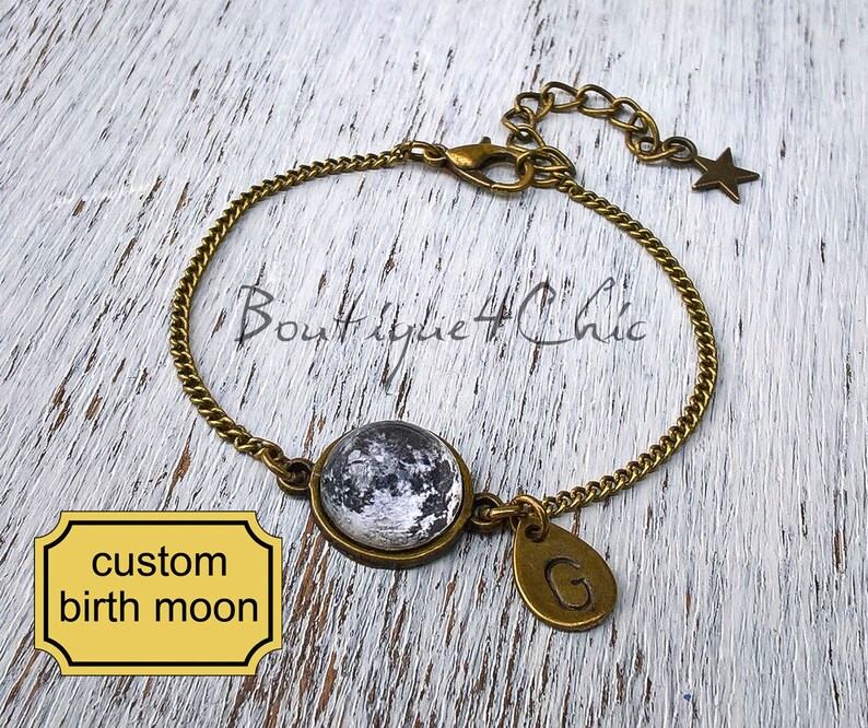 Moon Bracelet Custom Moon Phases Bracelet Birth Moon Etsy