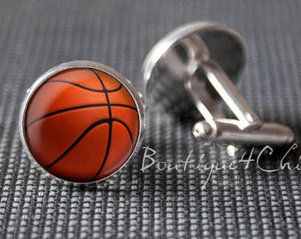 Basketball cufflinks, cuff links